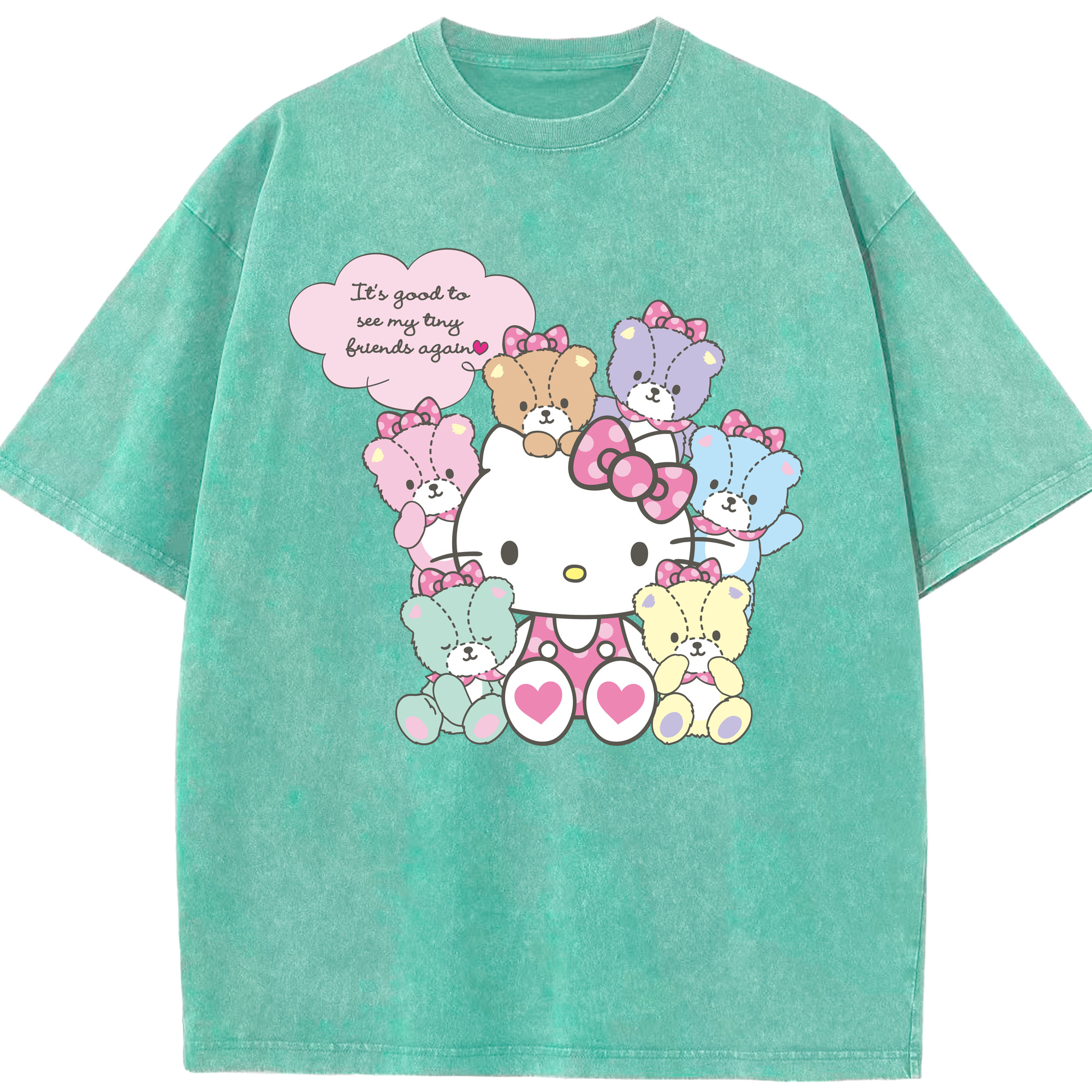 （画像用） Hello Kitty ハローキティ 綿100% ヴィンテージ風 半袖Tシャツ（フロントプリント）
